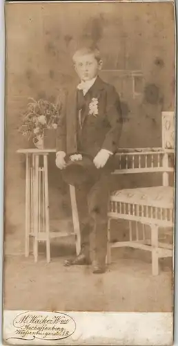 CDV Junge in Anzug Foto: M. Wacker Aschaffenburg 1905 Kabinettfoto