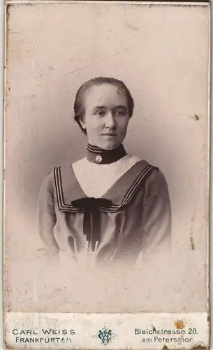 Ansichtskarte  Junge Frau CDV Carl Weiss Frankfurt Main 1899 Kabinettfoto