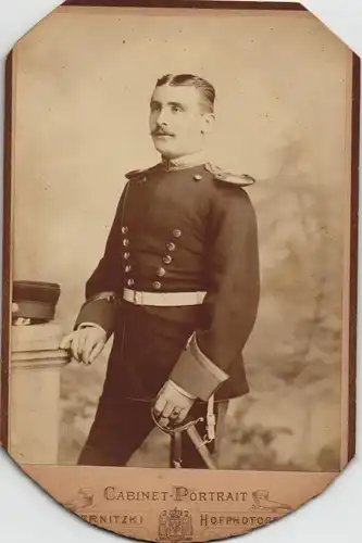 Militär/Propaganda CDV Ranghoher Soldat Säbel 1905 Privatfoto Kabinettfoto