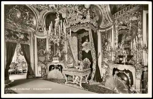 Linderhof-Ettal Schloss Linderhof Innenansicht Arbeitszimmer 1959