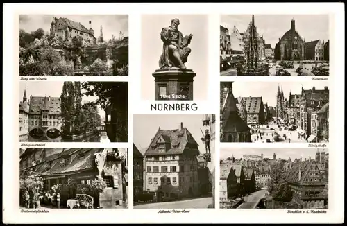 Nürnberg Mehrbildkarte mit Sehenswürdigkeiten & Stadtteilansichten 1960
