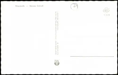 Ansichtskarte Bayreuth Neues Schloss (Castle Building) 1960