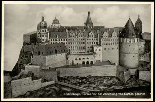 Heidelberg Heidelberger Schloß vor der Zerstörung von Norden gesehen 1940