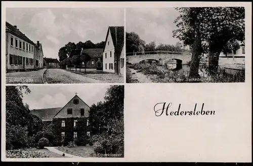 Hedersleben Mehrbildkarte mit Schulstraße, Selkebrücke u. Oberkloster 1920