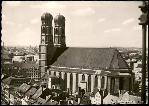 Ansichtskarte München Stadt Panorama mit der Frauenkirche 1956
