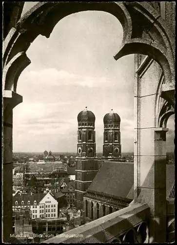 Ansichtskarte München Frauenkirche vom Rathausturm aus 1954