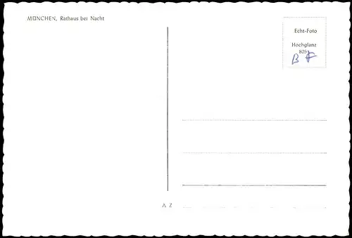Ansichtskarte München Rathaus bei Nacht, Town Hall by Night 1960