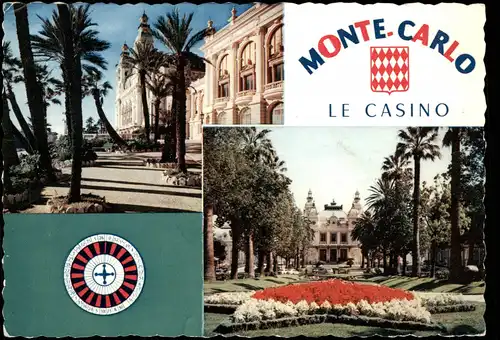 Postcard Monte-Carlo 2-Bild-Karte Kasino Le Casino 1970