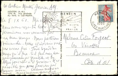 CPA Menton Mentoun/ Mentone Panorama-Ansicht - Cap-Martin 1960