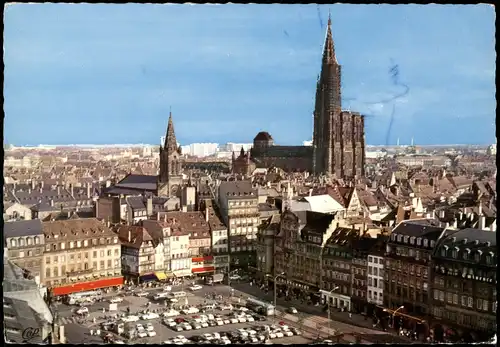 Straßburg Strasbourg Stadt Panorama Place Kleber und Kathedrale 1966