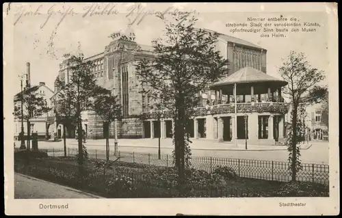 Ansichtskarte Dortmund Partie am Stadttheater 1915