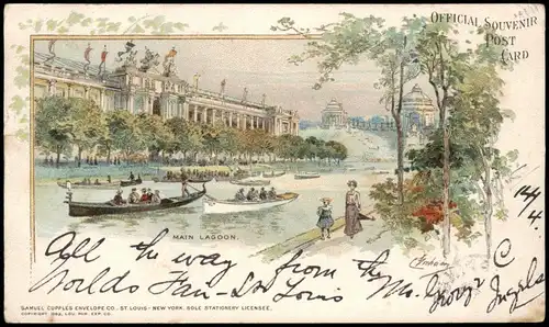 Postcard St. Louis Exposition - Künstlerkarte 1904  Ankunftsstempel Göppingen