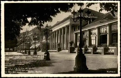 Ansichtskarte Baden-Baden Straßenpartie - Kurhaus 1938