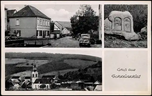 Schweinschied (LK Bad Kreuznach) Straße, Gedenkstein, Totale - 3 Bild 1955