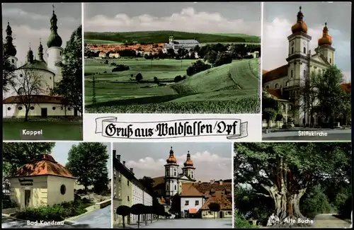 Waldsassen Mehrbild-AK mit Kappel, Fernansicht, Alte Buche uvm. 1968