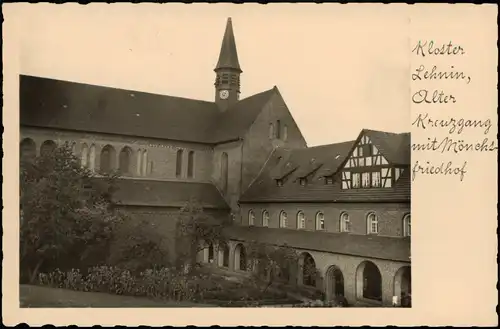Ansichtskarte Kloster Lehnin Kreuzgang mit Mönchs-Friedhof 1920