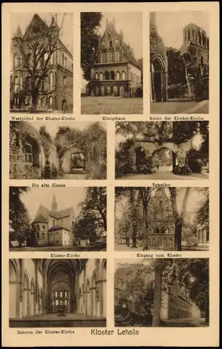 Kloster Lehnin Mehrbild-AK Alte Klause, Tezeltor, Kirche, Königshaus uvm. 1910