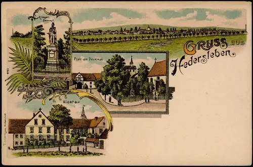 Ansichtskarte Litho AK Hedersleben Kriegerdenkmal, Platz 1913