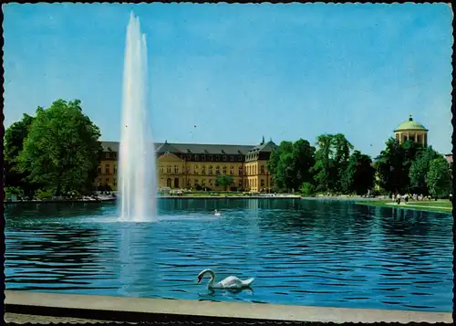 Ansichtskarte Stuttgart Wasserspiele vor dem Neuen Schloss (Castle) 1965