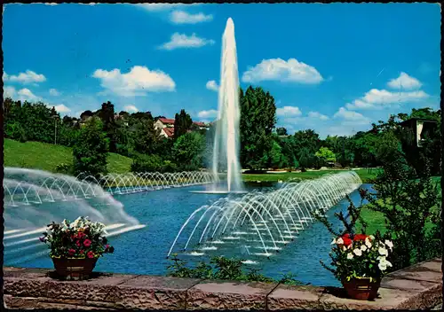 Ansichtskarte Stuttgart Höhenpark Killesberg, Wasserspiele Wasserkunst 1970
