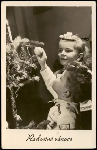 Ansichtskarte  Weihnachten - Christmas Tschechien Ceska - Kinder Baum 1954