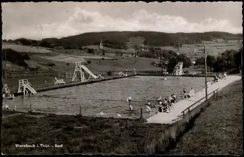 Ansichtskarte Wurzbach Freibad Schwimmbad DDR AK 1963