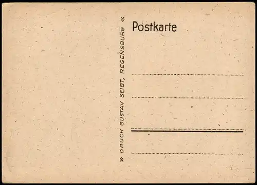 Ansichtskarte Regensburg Brückentor mit Donau - Künstlerkarte 1955