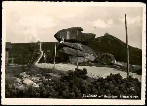 Schreiberhau Szklarska Poręba Sausteine mit Reifträger, Wanderer 1932
