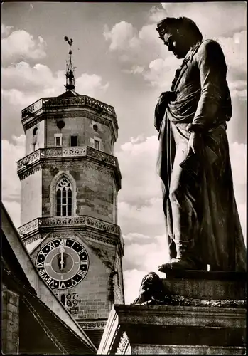 Ansichtskarte Stuttgart Stiftskirche mit Schiller-Denkmal 1968