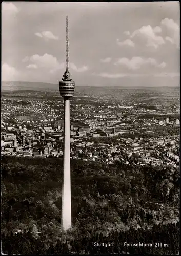 Ansichtskarte Stuttgart Fernsehturm vom Flugzeug aus, Stadt Luftbild 1967