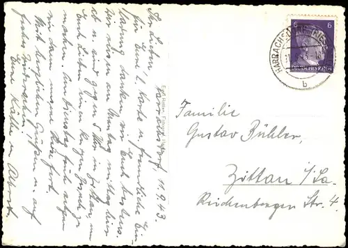 Postcard Harrachsdorf Harrachov Blick auf die Stadt 1943