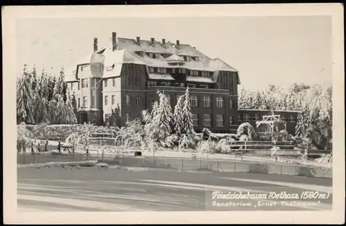Friedrichsbrunn Senatorium Ernst Thälmann, Winter-Ansicht, DDR AK 1957