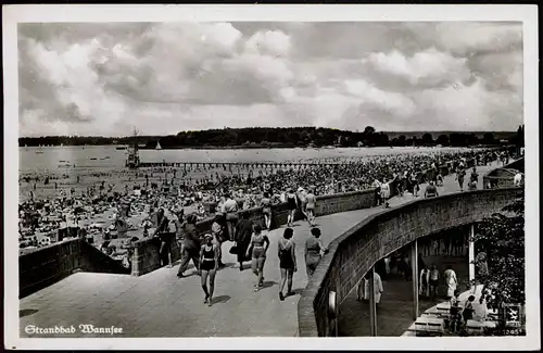 Ansichtskarte Wannsee-Berlin Strandbad Wannsee, belebt 1954