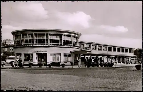 Flensburg Straßen Partie am ZOB (Zentraler Omnibus Bahnhof) 1958