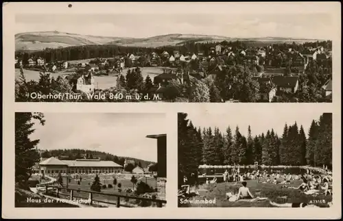 Ansichtskarte Oberhof (Thüringen) 3 Bild: Totale, Schwimmbad 1954