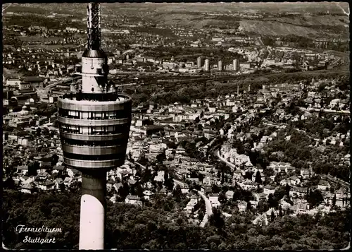 Ansichtskarte Stuttgart Fernsehturm und Stadt Luftaufnahme 1960