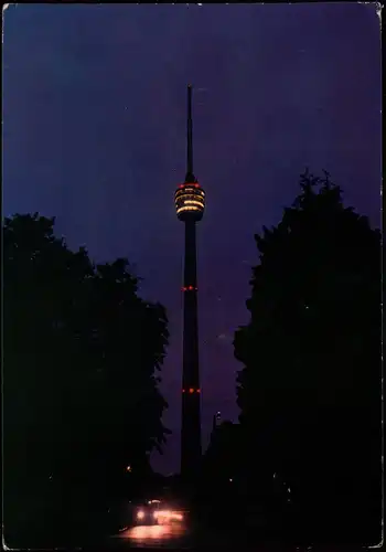 Ansichtskarte Stuttgart Fernsehturm Abend-/Nachtaufnahme 1968