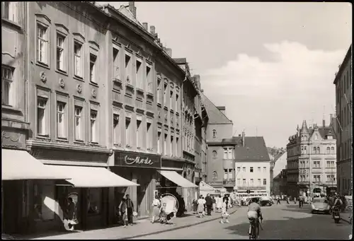 Mittweida Rochlitzer Straße, Mode-Geschöft, Personen beim Einkaufen, DDR AK 1967