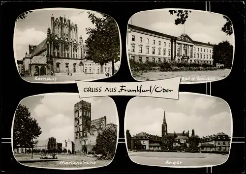 Frankfurt (Oder) DDR Mehrbildkarte mit Marienkirche, Anger, Rathaus 1968/1967