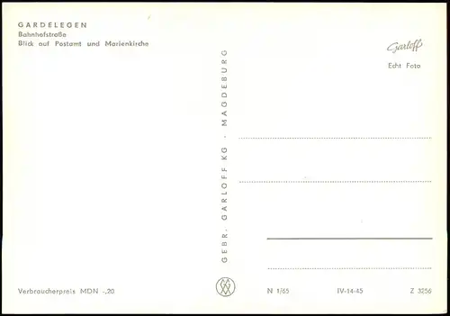 Gardelegen Bahnhofstraße Blick auf Postamt & Marienkirche DDR AK 1965