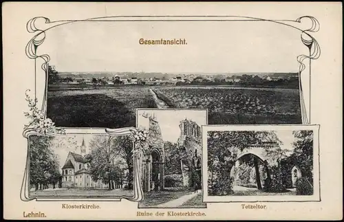 Ansichtskarte Lehnin-Kloster Lehnin 4 Bild: Kloster, Tetzeltor, Totale 1911