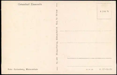 Ansichtskarte Zinnowitz Strand Ostsee Strandleben Ostseebad 1950