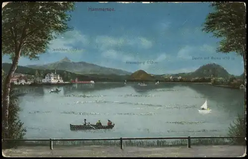 Postcard Hammer am See Hamr na Jezeře Stadt und See Künstlerkarte 1914