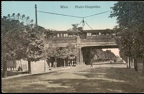 Ansichtskarte Wien Prater-Hauptallee, Eisenbahn 1913