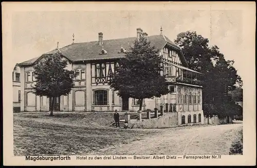 Ansichtskarte Magdeburgerforth-Möckern Hotel zu den drei Linden 1922