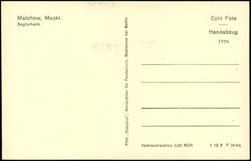 Ansichtskarte Malchow (Mecklenburg) Seglerheim 1966