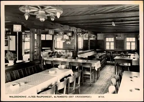 Altenberg (Erzgebirge) Waldschänke Altes Raupennest Gasthaus Innen  DDR  1965