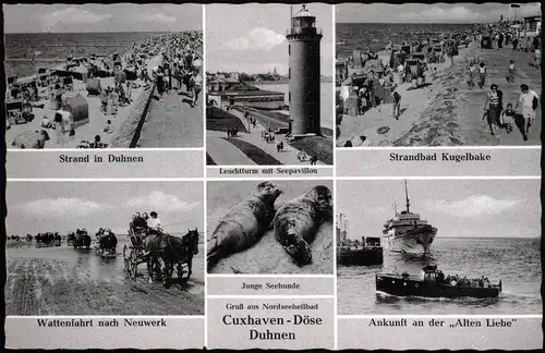 Cuxhaven Mehrbildkarte mit Ansichten Stadtteile Döse & Duhnen 1958