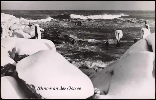 Ansichtskarte .Mecklenburg-Vorpommern Winter an der Ostsee zu DDR Zeiten 1959