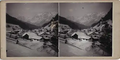 Ramsau Berchtesgaden Stadtpartie  Winter CDV Kabinettfoto 1893 3D/Stereoskopie